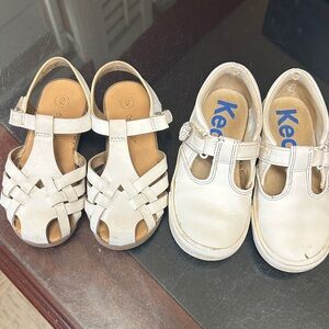 Keds Kids White Leather Mary Jane and Woven Sandal Duo size 9-9.5